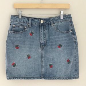 Cherry stamped Denim Skirt